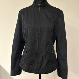 Coldwater Creek Women's Black Zip Front Jacket Size 12 Nylon Cotton Blend